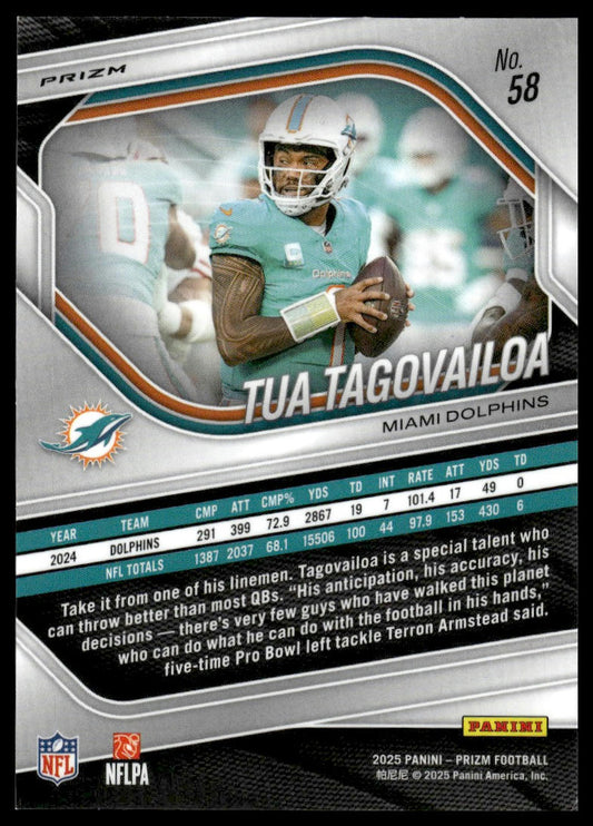 Tua Tagovailoa 2025 Panini Prizm #58 Neon Green Pulsar
