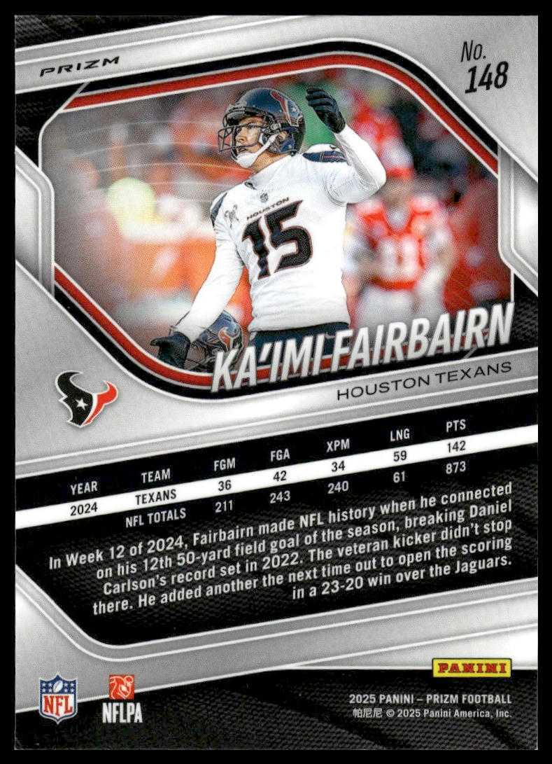 Ka'imi Fairbairn 2025 Panini Prizm #148 Neon Green Pulsar