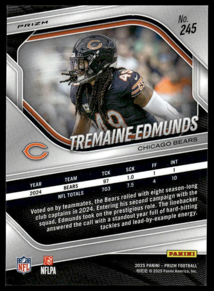 Tremaine Edmunds 2025 Panini Prizm #245 Red White and Blue
