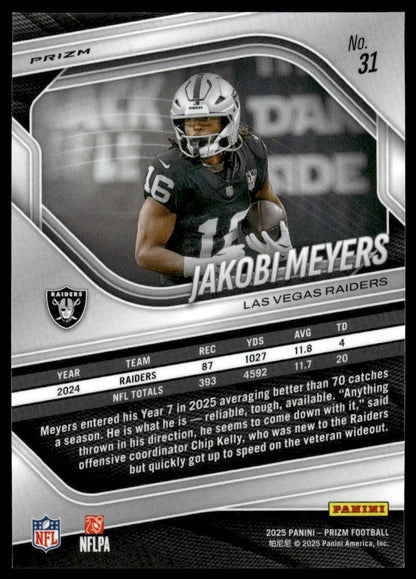 Jakobi Meyers 2025 Panini Prizm #31 Neon Green Pulsar