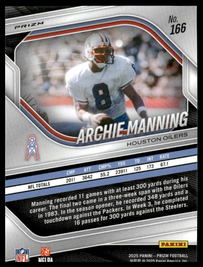 Archie Manning 2025 Panini Prizm #166 Hyper