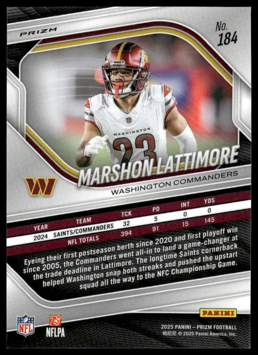 Marshon Lattimore 2025 Panini Prizm #184 Silver