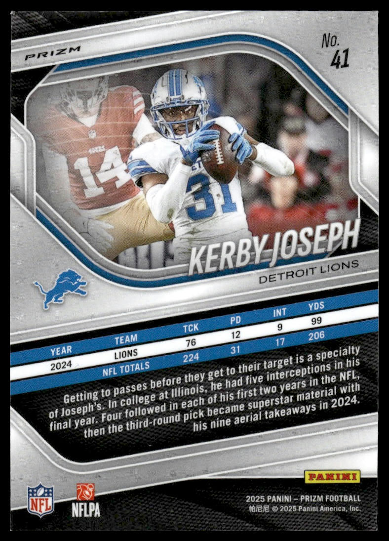 Kerby Joseph 2025 Panini Prizm #41 Red White and Blue