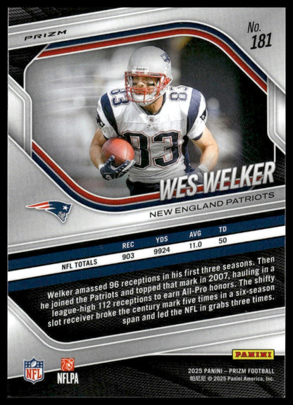 Wes Welker 2025 Panini Prizm #181 White Disco