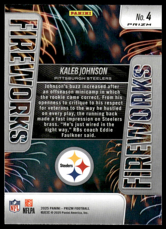 Kaleb Johnson 2025 Panini Prizm #4 Fireworks