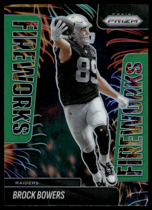 Brock Bowers 2025 Panini Prizm #11 Fireworks Green Ice
