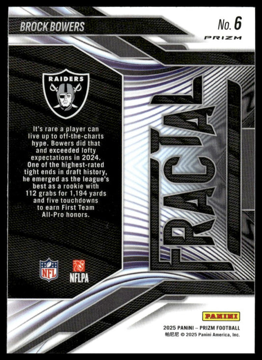 Brock Bowers 2025 Panini Prizm #6 Fractal Silver