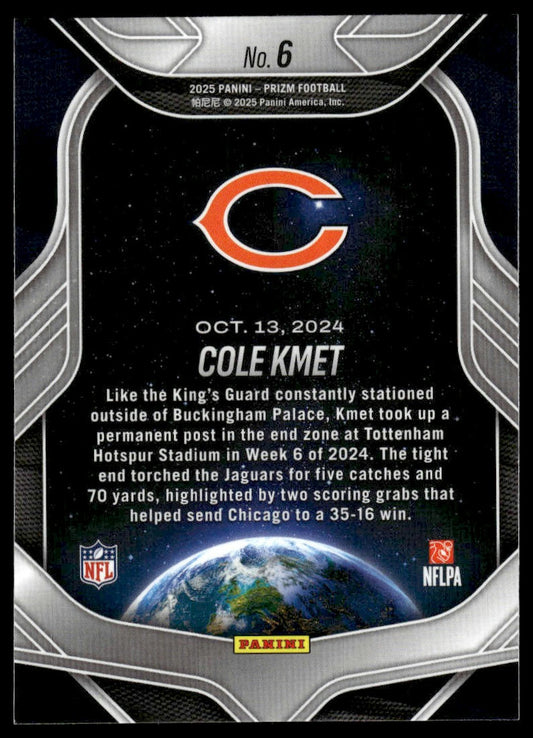 Cole Kmet 2025 Panini Prizm #6 Global Reach