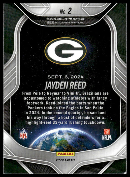 Jayden Reed 2025 Panini Prizm #2 Global Reach