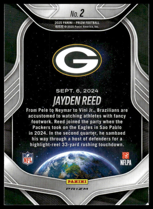 Jayden Reed 2025 Panini Prizm #2 Global Reach