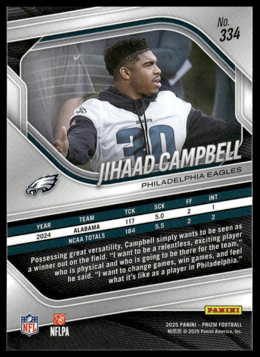 Jihaad Campbell 2025 Panini Prizm #334 Silver