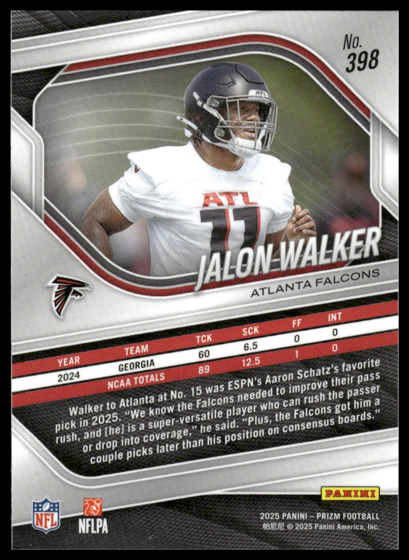 Jalon Walker 2025 Panini Prizm #398 Silver