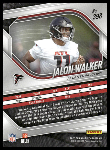 Jalon Walker 2025 Panini Prizm #398 Silver