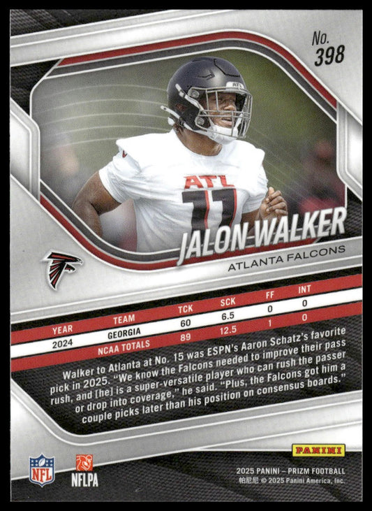 Jalon Walker 2025 Panini Prizm #398 Silver