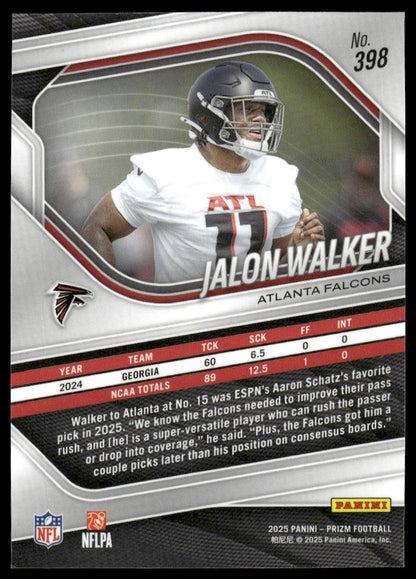 Jalon Walker 2025 Panini Prizm #398 Silver