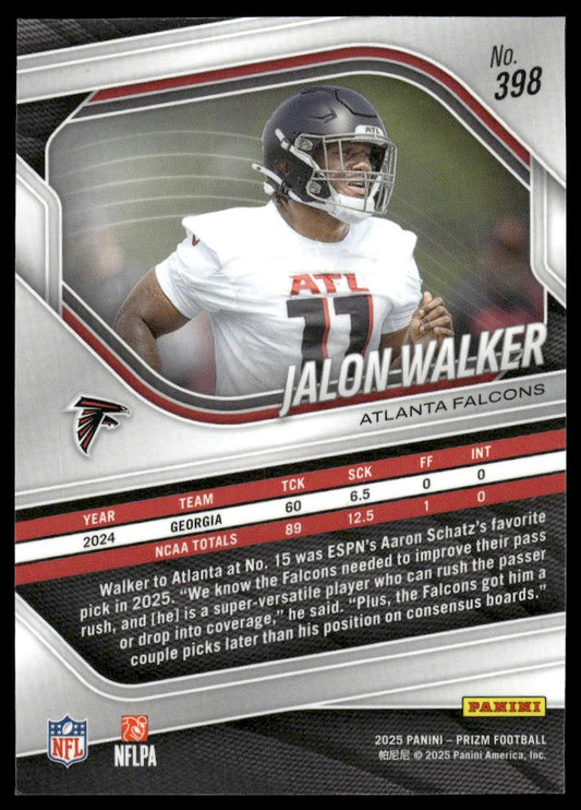 Jalon Walker 2025 Panini Prizm #398 Silver