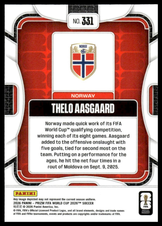 2026 Panini Prizm FIFA World Cup #331 Thelo Aasgaard Silver Prizm