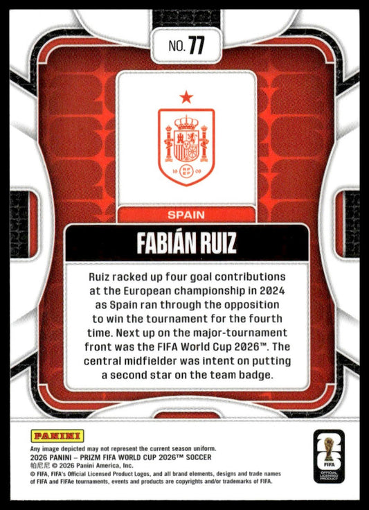 2026 Panini Prizm FIFA World Cup #77 Fabián Ruiz Silver Prizm