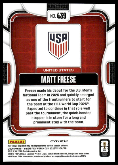 2026 Panini Prizm FIFA World Cup #439 Matt Freese Silver Prizm