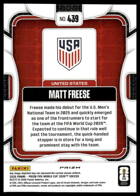 2026 Panini Prizm FIFA World Cup #439 Matt Freese Silver Prizm