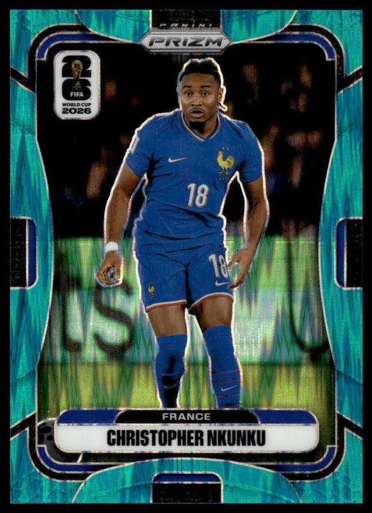2026 Panini Prizm FIFA World Cup #25 Christopher Nkunku Teal Wave Prizm #/255
