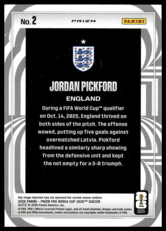 2026 Panini Prizm FIFA World Cup #2 Jordan Pickford Screamers Silver Prizm