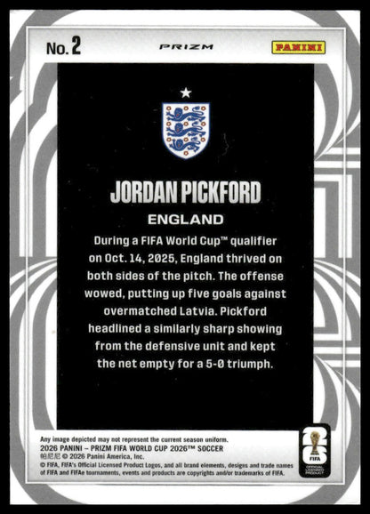 2026 Panini Prizm FIFA World Cup #2 Jordan Pickford Screamers Silver Prizm