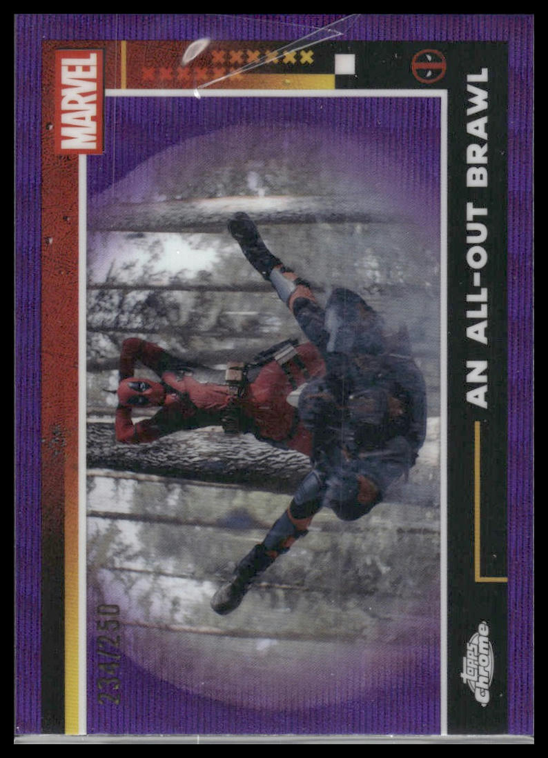 2025 Topps Chrome Deadpool #52 An All-Out Brawl Purple Refractor #/250
