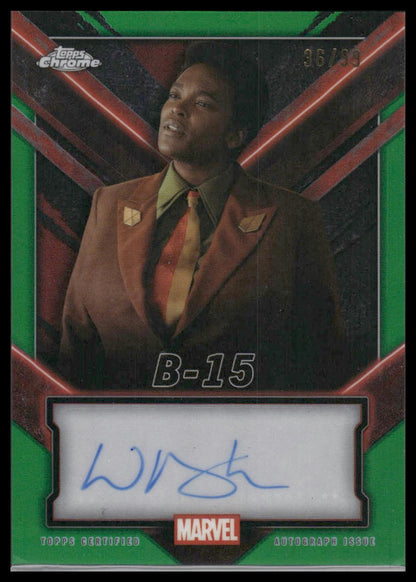 2025 Topps Chrome Deadpool Autograph Wunmi Mosaku as B-15 Green Refractor #/99