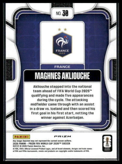 2026 Panini Prizm FIFA World Cup #30 Maghnes Akliouche Fractal Prizm