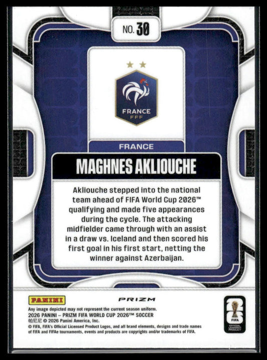 2026 Panini Prizm FIFA World Cup #30 Maghnes Akliouche Fractal Prizm
