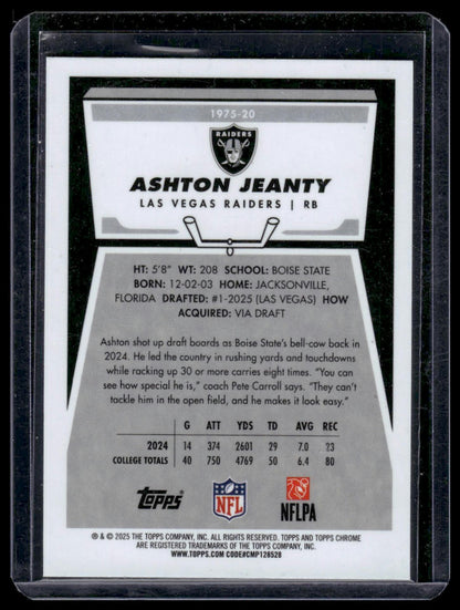 2025 Topps Chrome Football #1975-20 Ashton Jeanty 1975 Topps Football Design