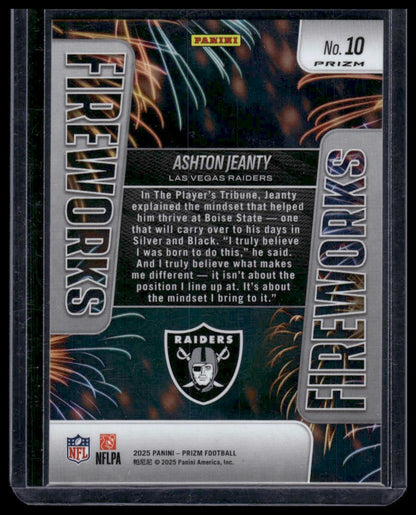 2025 Panini Prizm Football #10 Ashton Jeanty Green Pulsar Prizm Fireworks