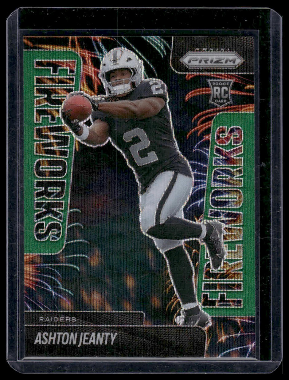 2025 Panini Prizm Football #10 Ashton Jeanty Green Pulsar Prizm Fireworks