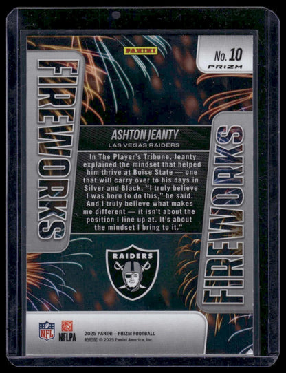 2025 Panini Prizm Football #10 Ashton Jeanty Green Prizm Fireworks