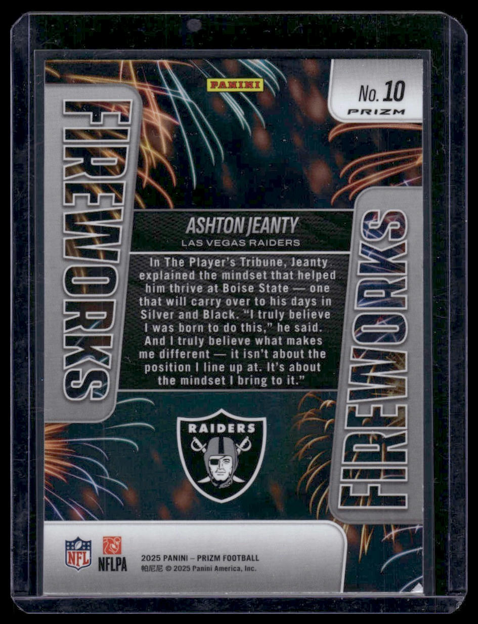 2025 Panini Prizm Football #10 Ashton Jeanty Green Prizm Fireworks