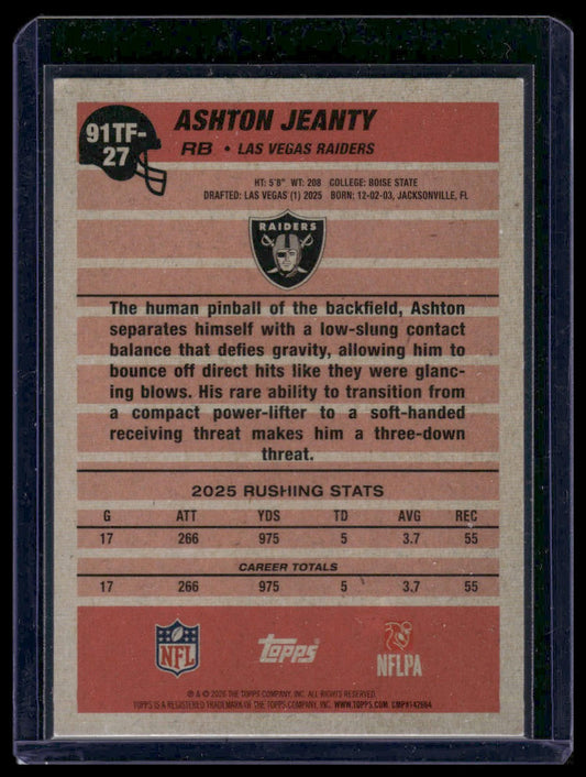 2026 Topps Football #91TF-27 Ashton Jeanty 1991 Topps Football 35th Anniversary