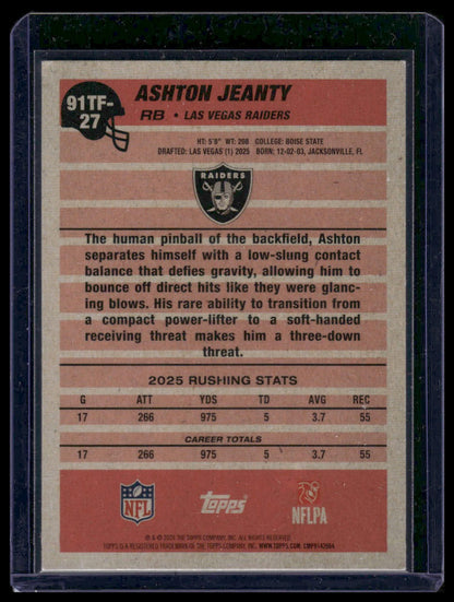 2026 Topps Football #91TF-27 Ashton Jeanty 1991 Topps Football 35th Anniversary