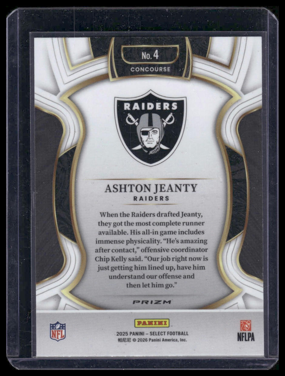 2025 Panini Select Football #4 Ashton Jeanty Silver Prizm