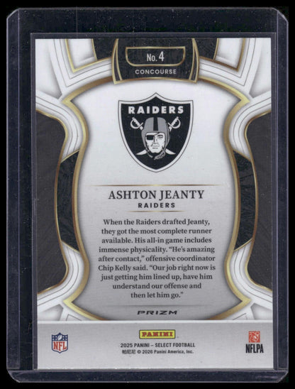 2025 Panini Select Football #4 Ashton Jeanty Silver Prizm