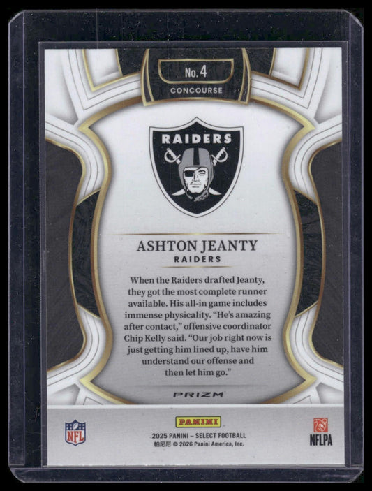 2025 Panini Select Football #4 Ashton Jeanty Silver Prizm