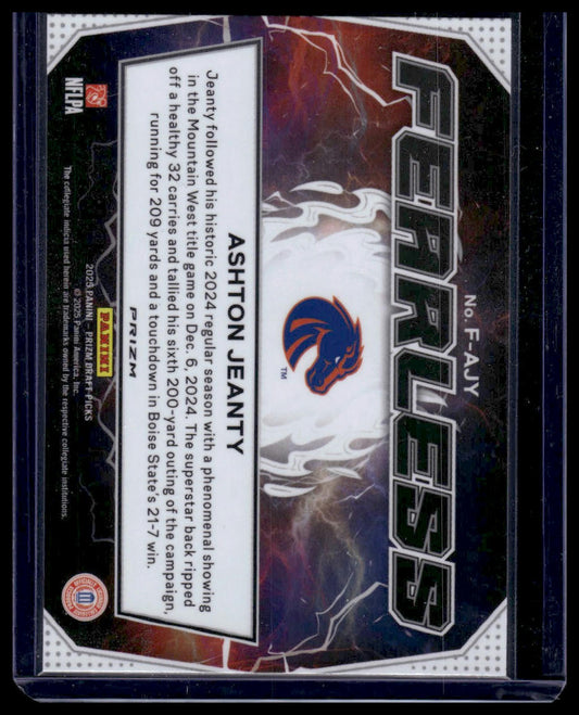 2025 Panini Prizm Draft Picks #F-AJY Ashton Jeanty Cracked Ice Prizm Fearless