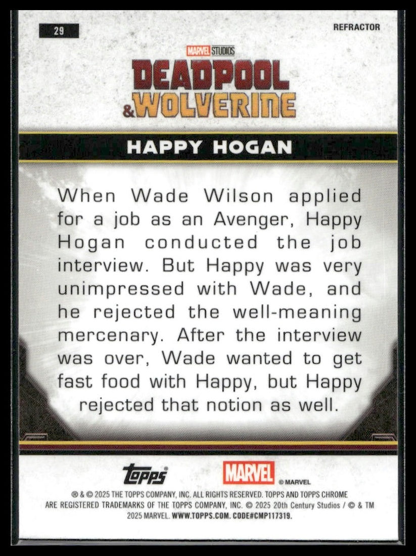 2025 Topps Chrome Marvel Deadpool #29 Happy Hogan Refractor
