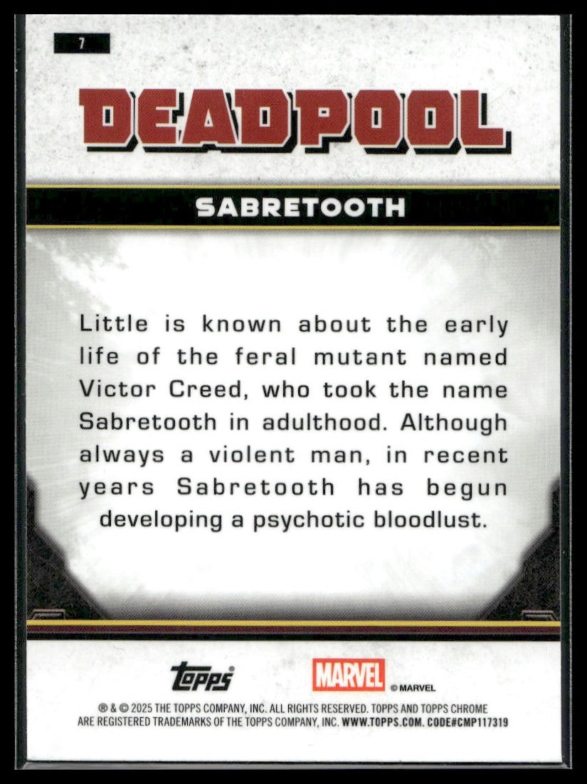 2025 Topps Chrome Marvel Deadpool #7 Sabretooth Mini Diamonds
