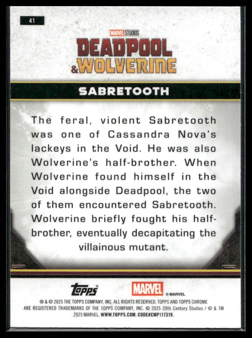 2025 Topps Chrome Marvel Deadpool #41 Sabretooth