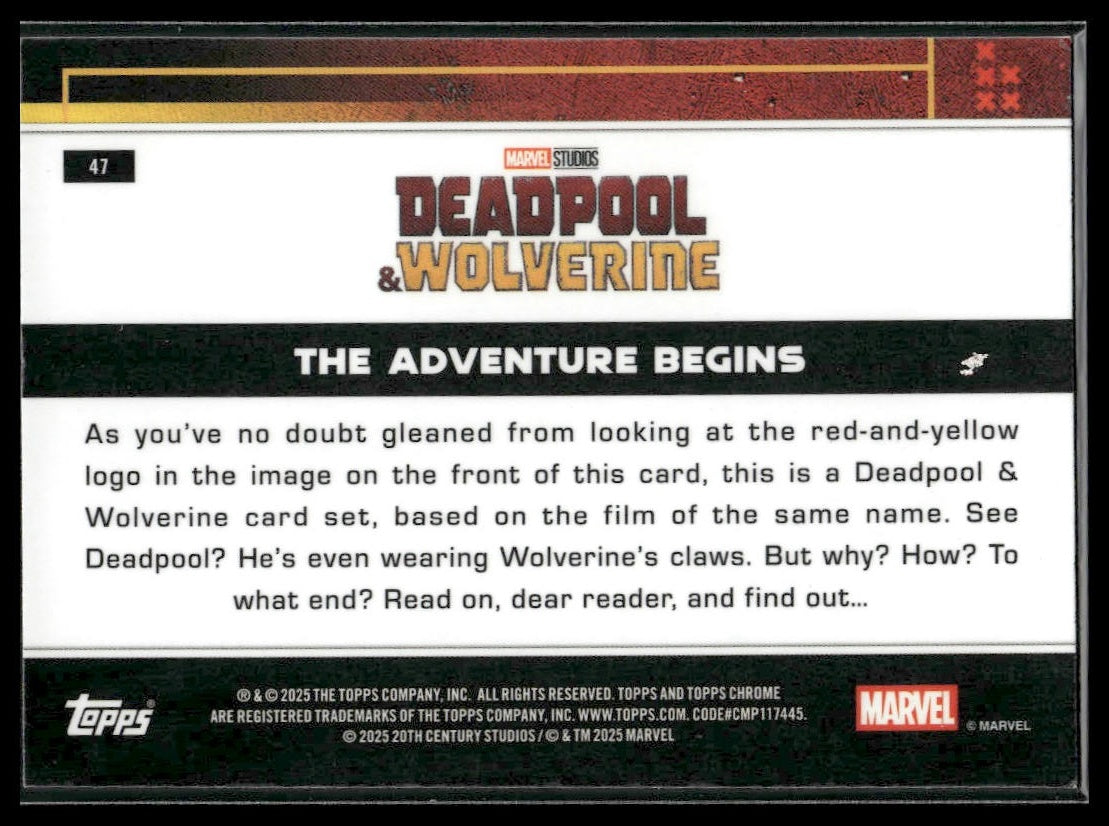 2025 Topps Chrome Marvel Deadpool #47 The Adventure Begins