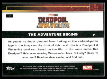 2025 Topps Chrome Marvel Deadpool #47 The Adventure Begins