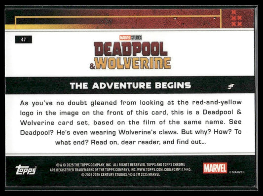 2025 Topps Chrome Marvel Deadpool #47 The Adventure Begins