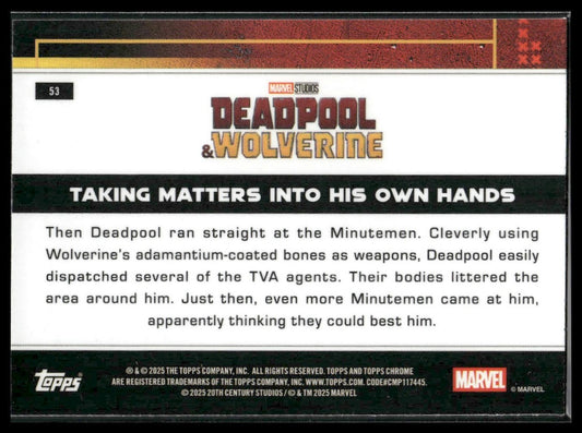 2025 Topps Chrome Marvel Deadpool #53 Taking Matters Into His Own Hands