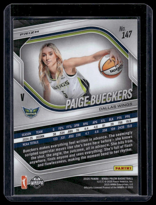 2025 Panini Prizm WNBA #147 Paige Bueckers Rookie Variation Orange Cracked Ice